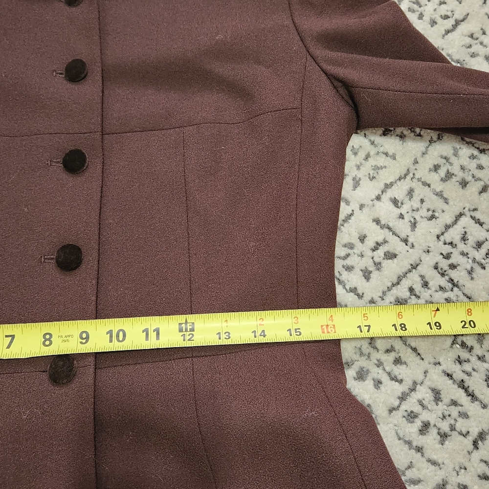 Le Suit Brown Wool Women's Blazer Velvet Buttons Beaded Collar & Cuffs Lined 8 - Picture 13 of 16